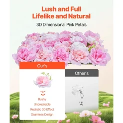 VEVOR 3D Flower Wall Panel, 12 PCS 15 x 15 inch, Artificial Floral Wall Background Mesh Backing Mat,Seamless Design&Easy Installation for Wedding Valentines Day Home Baby Party Backdrop Decor,Pink