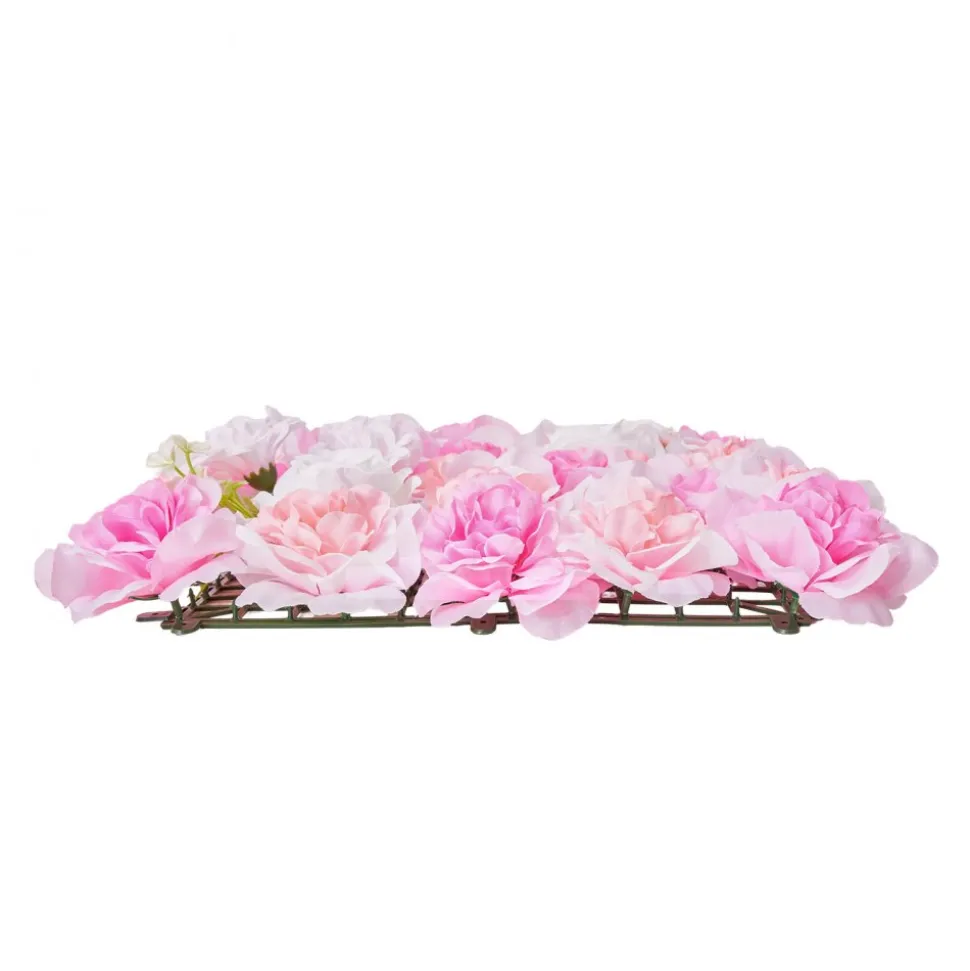 VEVOR 3D Flower Wall Panel, 12 PCS 15 x 15 inch, Artificial Floral Wall Background Mesh Backing Mat,Seamless Design&Easy Installation for Wedding Valentines Day Home Baby Party Backdrop Decor,Pink