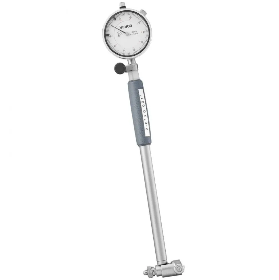 VEVOR Dial Test Indicator and Bore Gauge Measuring Tool Set, Dial Indicator 0.001 inch Accuracy, 2-6 inch Bore Range with Rod, Storage Case, Anvils for Industrial Machining Measurements