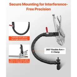 VEVOR Dial Test Indicator with 360-Degree Flexible Arm and 360-Degree Locking Pliers, 0.001 inch Accuracy, 0-1 inch Range, Professional for Machine Set-Up, Narrow Area Measurement, Storage Case