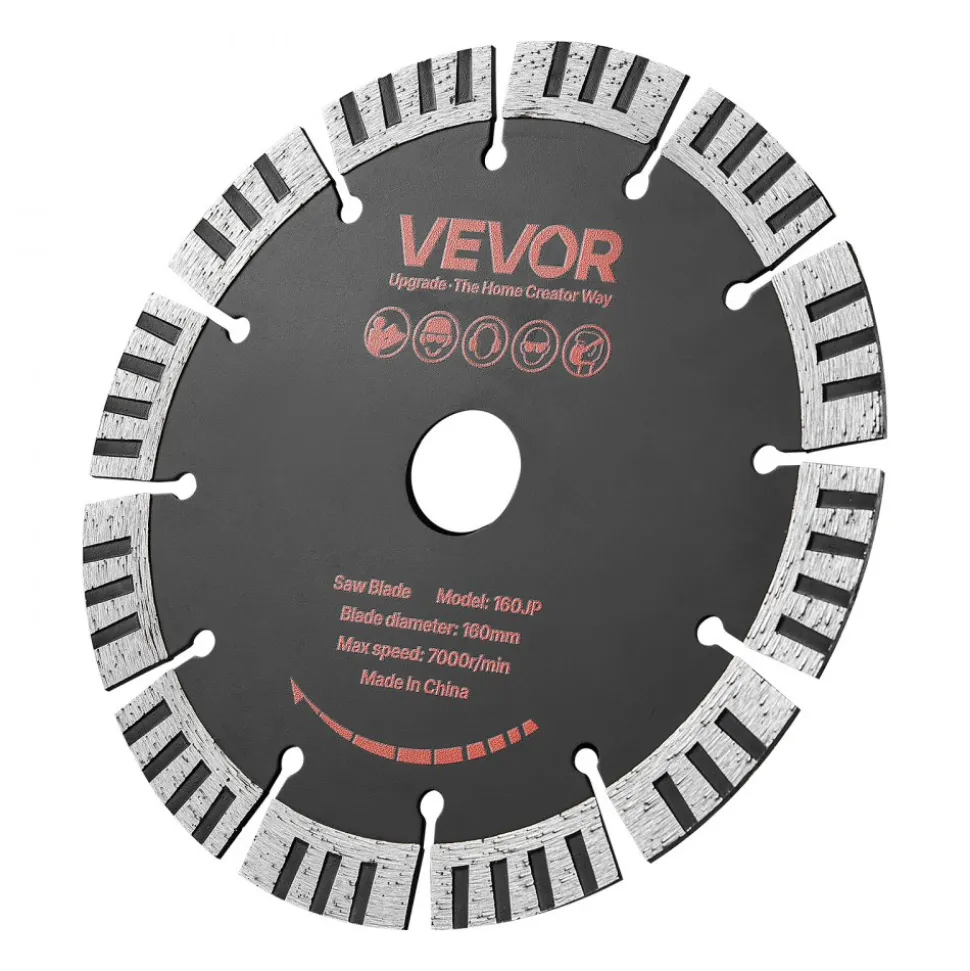 VEVOR Diamond Blades 5 inch, 5-Pack Wall Chaser Saw Blade Cutting Blade, 0.79 in Arbor, High-Hardness Diamond Segments, 65Mn Steel Core, Dry Wet Cutting, Clean Edges for Concrete Brick Stone Cement