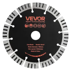 VEVOR Diamond Blades 5 inch, 5-Pack Wall Chaser Saw Blade Cutting Blade, 0.79 in Arbor, High-Hardness Diamond Segments, 65Mn Steel Core, Dry Wet Cutting, Clean Edges for Concrete Brick Stone Cement