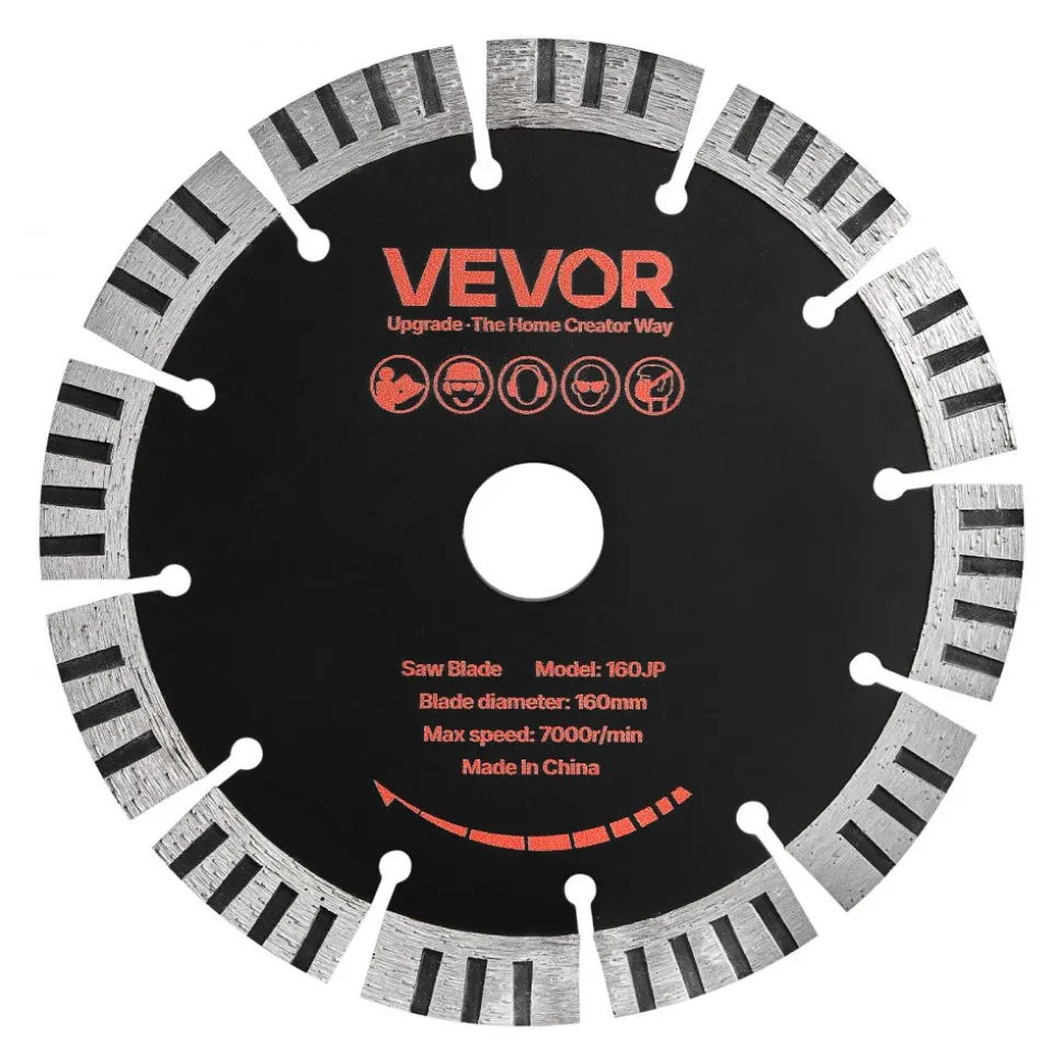 VEVOR Diamond Blades 5 inch, 5-Pack Wall Chaser Saw Blade Cutting Blade, 0.79 in Arbor, High-Hardness Diamond Segments, 65Mn Steel Core, Dry Wet Cutting, Clean Edges for Concrete Brick Stone Cement