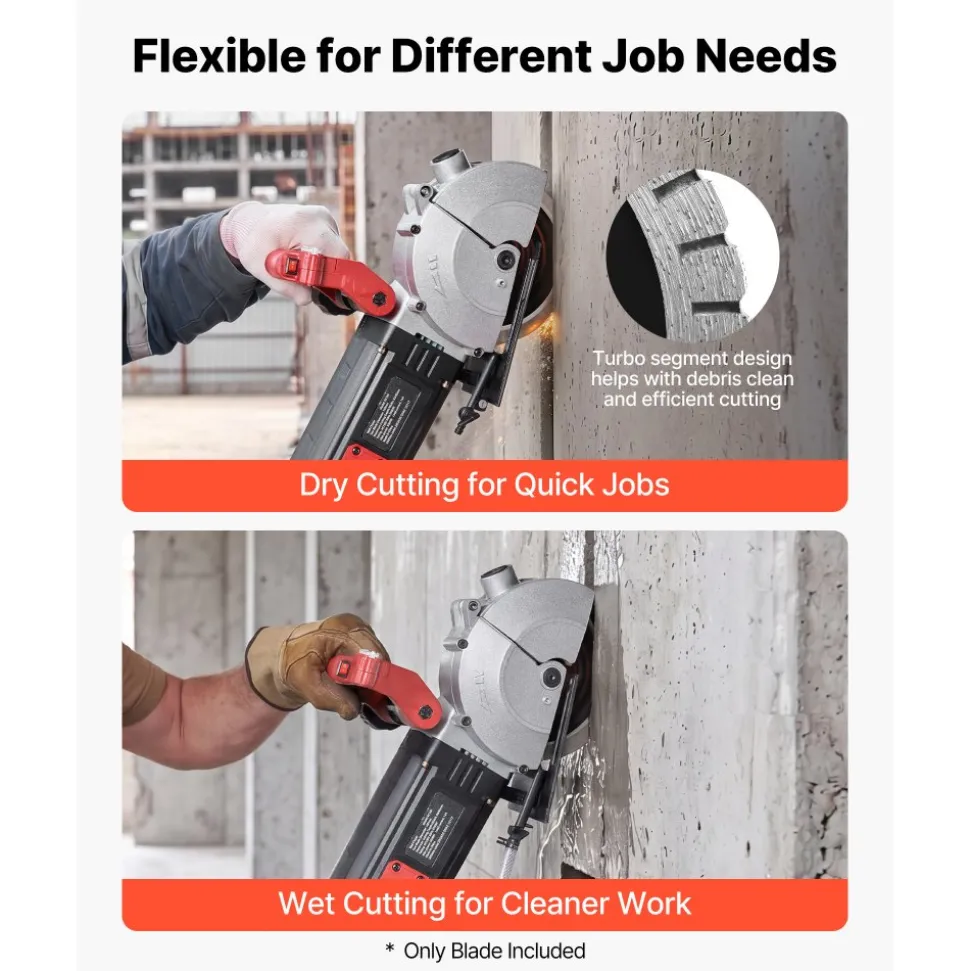 VEVOR Diamond Blades 5 inch, 5-Pack Wall Chaser Saw Blade Cutting Blade, 0.79 in Arbor, High-Hardness Diamond Segments, 65Mn Steel Core, Dry Wet Cutting, Clean Edges for Concrete Brick Stone Cement