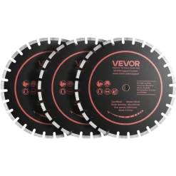 VEVOR Diamond Blades 16 inch, 3-Pack Concrete Saw Blade Set, 1 in Arbor, High-Hardness Diamond Segments, 65Mn Steel Core, Dry Wet Cutting, Clean Edges for Concrete, Masonry, Brick, Stone, Granite