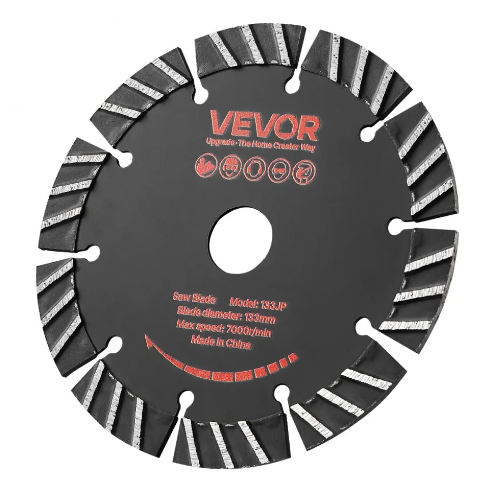 VEVOR Diamond Blades 5.24 inch, 5-Pack Wall Chaser Saw Blade Cutting Blade, 0.79 in Arbor, High-Hardness Diamond Segments, 65Mn Steel Core, Dry Wet Cutting, Clean Edges for Concrete Brick Stone Cement