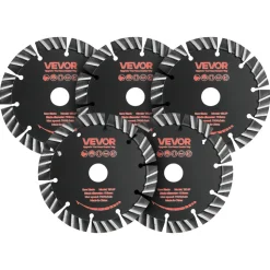 VEVOR Diamond Blades 5.24 inch, 5-Pack Wall Chaser Saw Blade Cutting Blade, 0.79 in Arbor, High-Hardness Diamond Segments, 65Mn Steel Core, Dry Wet Cutting, Clean Edges for Concrete Brick Stone Cement