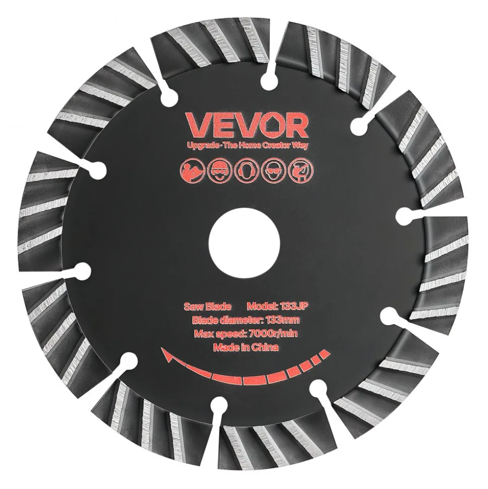 VEVOR Diamond Blades 5.24 inch, 5-Pack Wall Chaser Saw Blade Cutting Blade, 0.79 in Arbor, High-Hardness Diamond Segments, 65Mn Steel Core, Dry Wet Cutting, Clean Edges for Concrete Brick Stone Cement