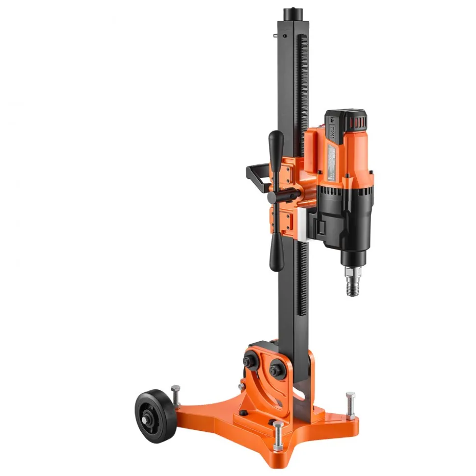 VEVOR Diamond Core Drilling Machine, 8 in Drilling Diameter, Handheld Dry and Wet Concrete Core Drill Rig with 4 Drill Bits, 1075/2300 RPM 2-Speed, UNC1 1/4-7 Thread, for Concrete Brick Stone, 1800W