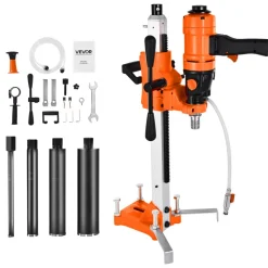 VEVOR Diamond Core Drilling Machine, 0.8-10 in Drilling Diameter, Stand-Mount Dry and Wet Concrete Core Drill Rig with 10 Bits, 470/800 RPM 2-Speed, UNC1 1/4-7 Thread, for Concrete Brick Stone, 2500W