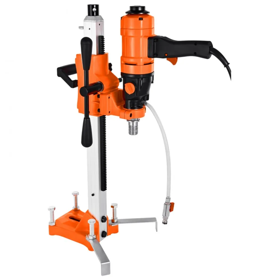 VEVOR Diamond Core Drilling Machine, 0.8-10 in Drilling Diameter, Stand-Mount Dry and Wet Concrete Core Drill Rig with 10 Bits, 470/800 RPM 2-Speed, UNC1 1/4-7 Thread, for Concrete Brick Stone, 2500W