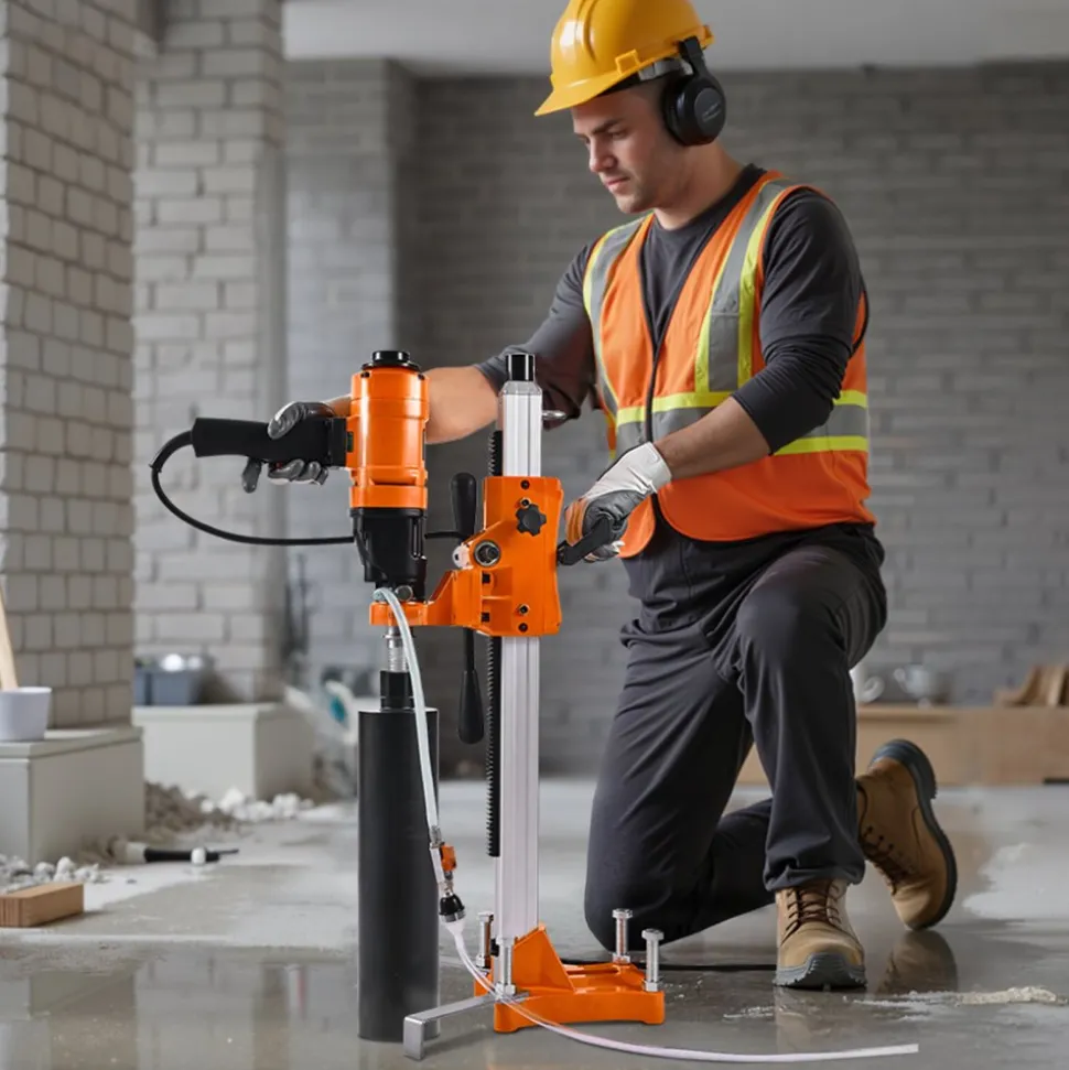 VEVOR Diamond Core Drilling Machine, 0.8-10 in Drilling Diameter, Stand-Mount Dry and Wet Concrete Core Drill Rig with 10 Bits, 470/800 RPM 2-Speed, UNC1 1/4-7 Thread, for Concrete Brick Stone, 2500W