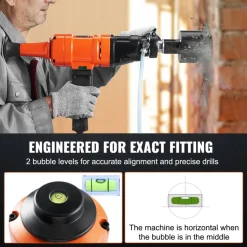 VEVOR Diamond Core Drilling Machine, 4in Handheld Wet Concrete Core Drill Rig, 1100-2400RPM Two Speed & 1-1/4