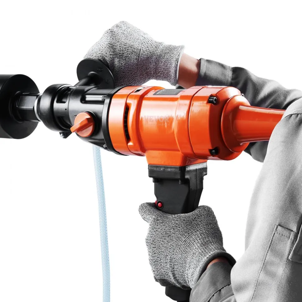VEVOR Diamond Core Drilling Machine, 4in Handheld Wet Concrete Core Drill Rig, 1100-2400RPM Two Speed & 1-1/4" Thread & 2 Bubble Levels, 3-4in Drilling Diameter for Concrete Brick Block Stone, 1500W