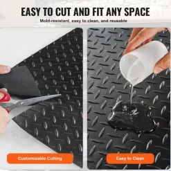 VEVOR Diamond-Plate Rubber Flooring Roll, 3 mm x 4 ft x 15 ft Garage Floor Mat, SBR Rubber Garage Flooring Roll, Easy to Clean, Diamond Plate Rubber Mat for Under Cars, Garage Industry Gym, Black