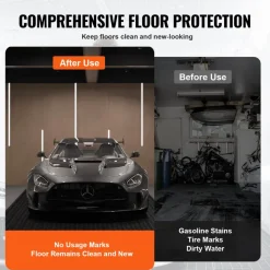 VEVOR Diamond-Plate Rubber Flooring Roll, 3 mm x 4 ft x 15 ft Garage Floor Mat, SBR Rubber Garage Flooring Roll, Easy to Clean, Diamond Plate Rubber Mat for Under Cars, Garage Industry Gym, Black