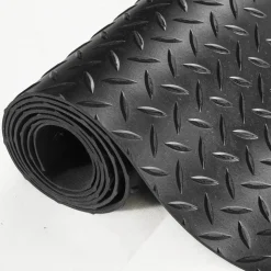 VEVOR Diamond-Plate Rubber Flooring Roll, 3 mm x 4 ft x 6 ft Garage Floor Mat, SBR Rubber Garage Flooring Roll, Easy to Clean, Diamond Plate Rubber Mat for Under Cars, Garage Industry Gym, Black