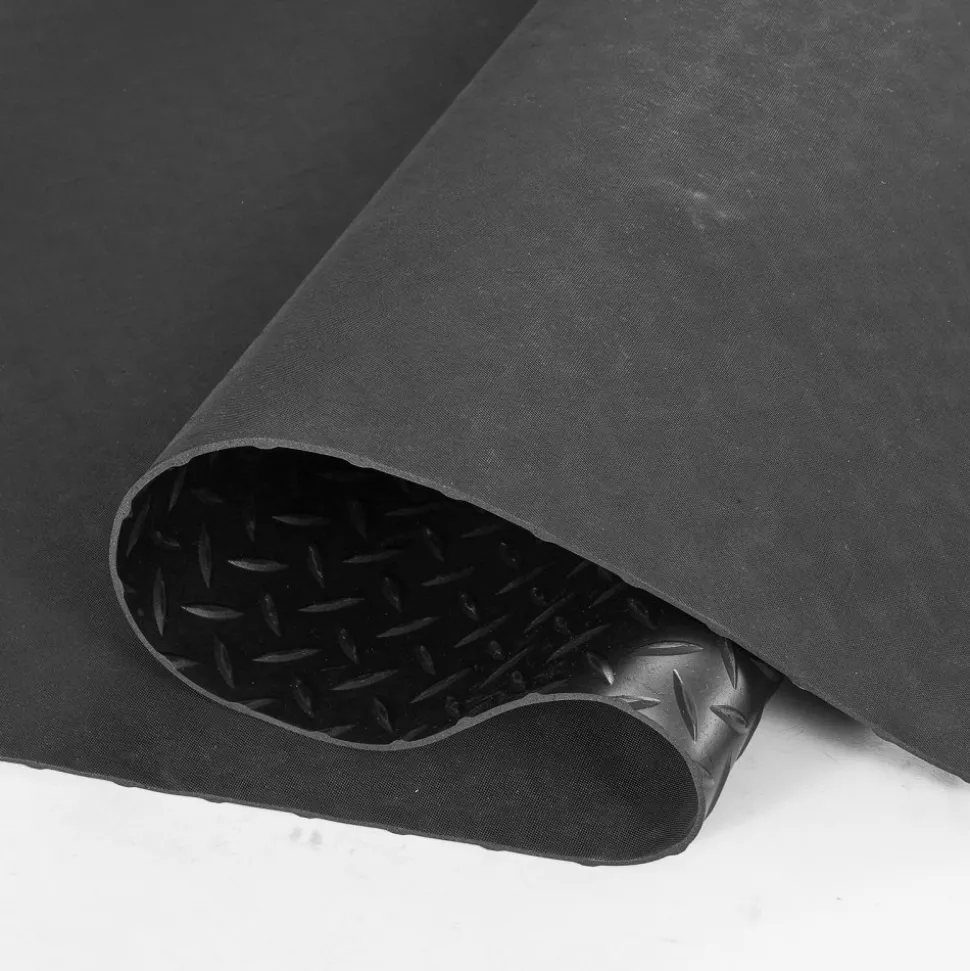 VEVOR Diamond-Plate Rubber Flooring Roll, 3 mm x 4 ft x 6 ft Garage Floor Mat, SBR Rubber Garage Flooring Roll, Easy to Clean, Diamond Plate Rubber Mat for Under Cars, Garage Industry Gym, Black