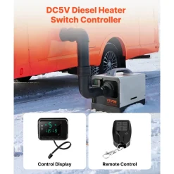 VEVOR Diesel Air Heater Controller, DC5V Universal Diesel Air Heater Controller Thermostat Switch, Parking Heaters Controllers with LCD Display and Remote Control, Fits for 2KW/5KW/8KW Diesels Heaters
