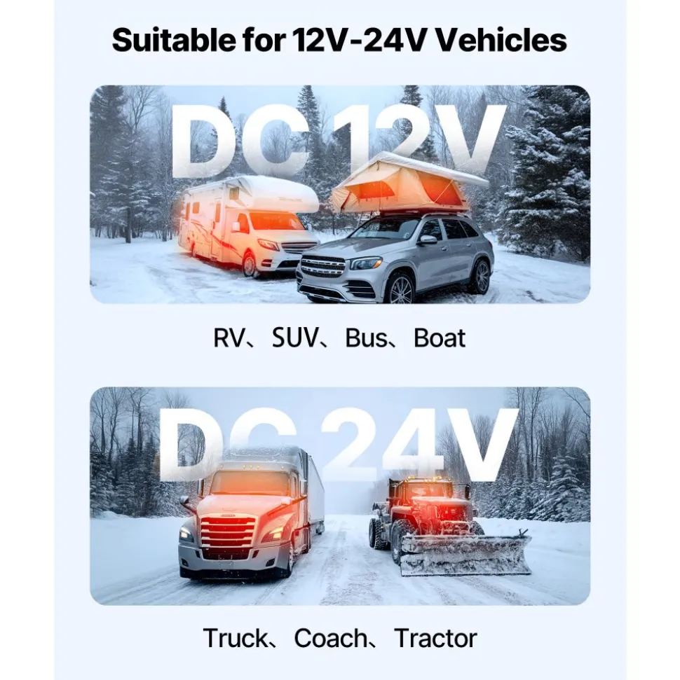 VEVOR Diesel Air Heater, 8 kW DC12-24V, Fast Heating Diesel Parking Heater with Remote Control and Color Digital Display, 10L Fuel Tank, Low Noise, Voice Announcement, for RV, Truck, Boat and Trailer