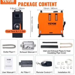 VEVOR Diesel Air Heater, 12V 5KW All-on-one Diesel Heater with Remote Control and LCD, 5L Fuel Tank Portable Diesel Parking Heater, Rapid Heating for RV Trailer Camper Van Boat
