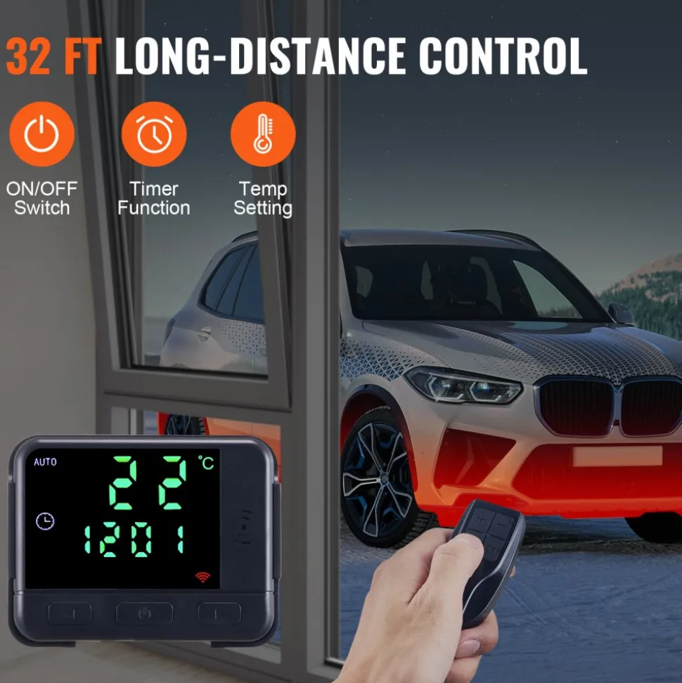 VEVOR Diesel Air Heater, 12V 2KW Diesel Heater with Remote Control and LCD Display, 10L Fuel Tank Diesel Parking Heater, Rapid Heating for RV Trailer Camper Van Boat