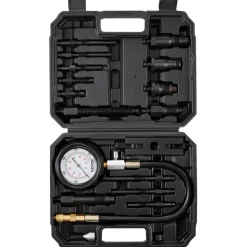 VEVOR Diesel Engine Compression Tester, 18 pcs Cylinder Pressure Test Tool Kit, with 0-1000 psi Gauge and Adapters, Diesel Injector Tester Check Cylinders in Diesel Trucks, Tractors, Equipment