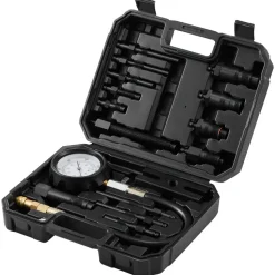 VEVOR Diesel Engine Compression Tester, 18 pcs Cylinder Pressure Test Tool Kit, with 0-1000 psi Gauge and Adapters, Diesel Injector Tester Check Cylinders in Diesel Trucks, Tractors, Equipment