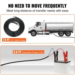 VEVOR Diesel Fuel Transfer Pump Kit 12V 10 GPM DC with Automatic Shut-off Nozzle Hose, Portable Electric Self-Priming Fuel Transfer Extractor Pump Kit for Diesel, Kerosene, Machine, Transformer Oil