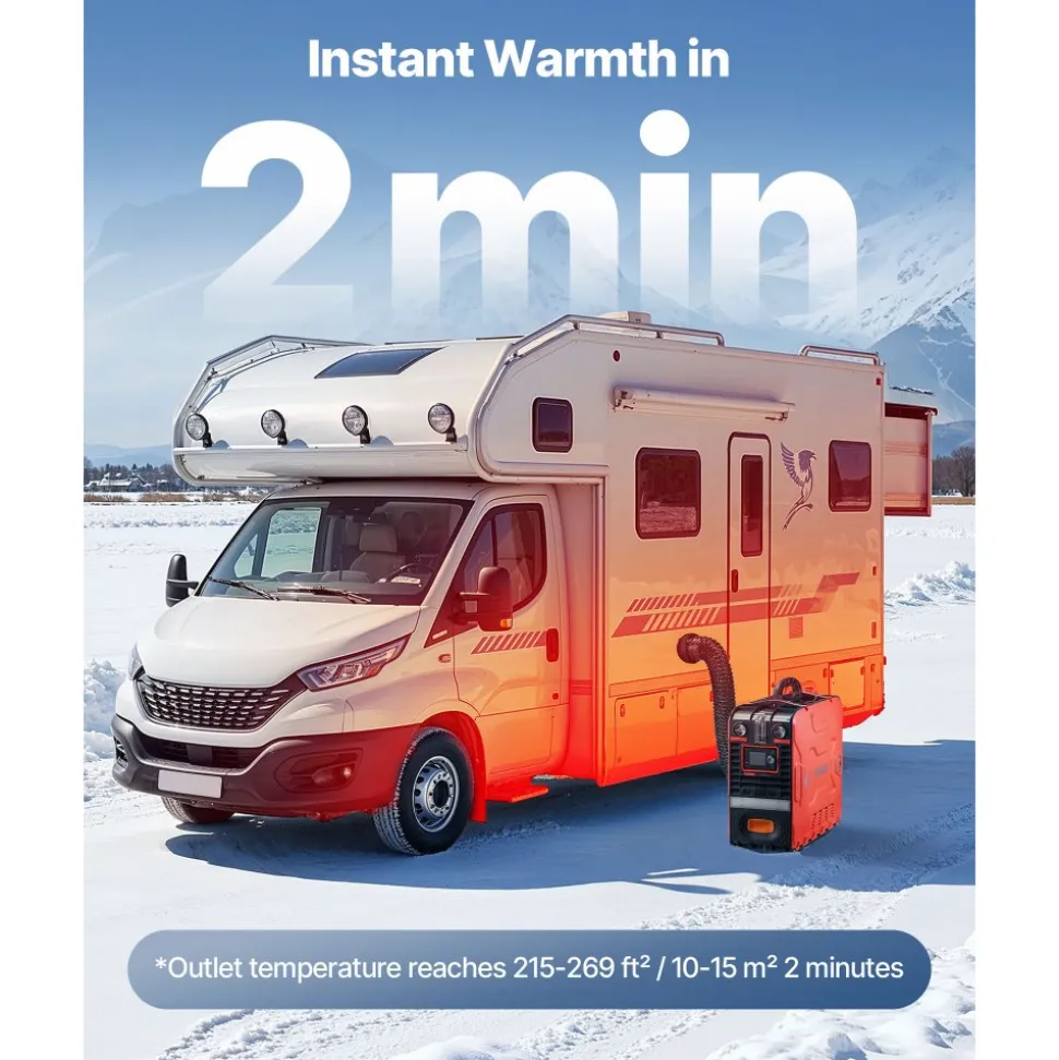 VEVOR Diesel Heater, 8KW, DC 12V, All in One Portable Diesel Air Heater with Bluetooth APP Control, Remote Control and LCD Screen, 1.2 Gal Fuel Tank for Vehicles, Vans, RVs, Campers, and Garages