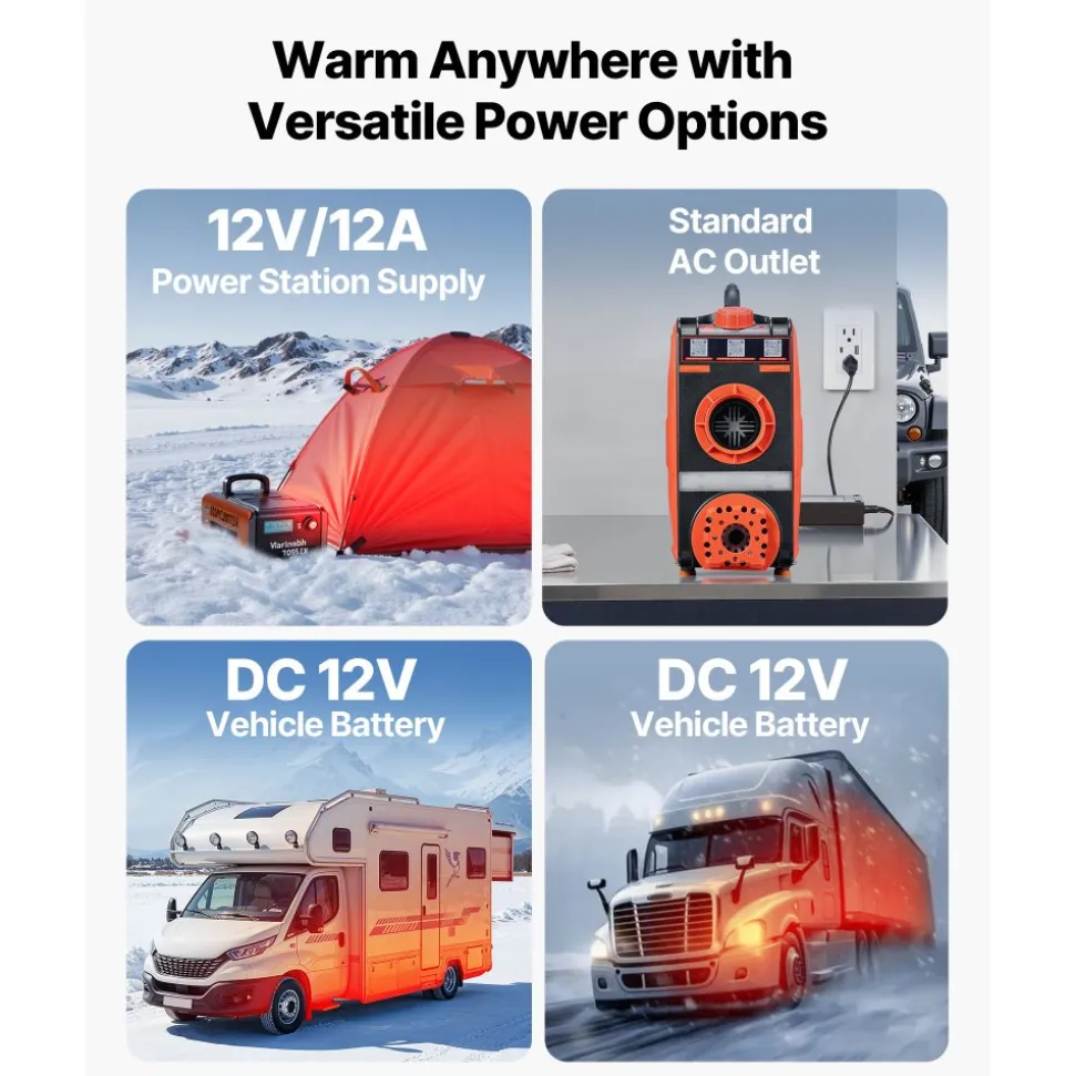 VEVOR Diesel Heater, 8KW, DC 12V, All in One Portable Diesel Air Heater with Bluetooth APP Control, Remote Control and LCD Screen, 1.2 Gal Fuel Tank for Vehicles, Vans, RVs, Campers, and Garages