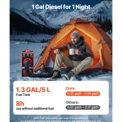 VEVOR Diesel Heater, 8KW, DC 12V, All in One Portable Diesel Air Heater with Bluetooth APP Control, Remote Control and LCD Screen, 1.2 Gal Fuel Tank for Vehicles, Vans, RVs, Campers, and Garages