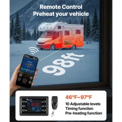 VEVOR Diesel Heater, 8KW, DC 12V/24V, All in One Portable Diesel Air Heater with Bluetooth APP Control, Remote Control and LCD Screen, 1.9 Gal Fuel Tank for Trucks, Vans, RVs, Campers, and Garages