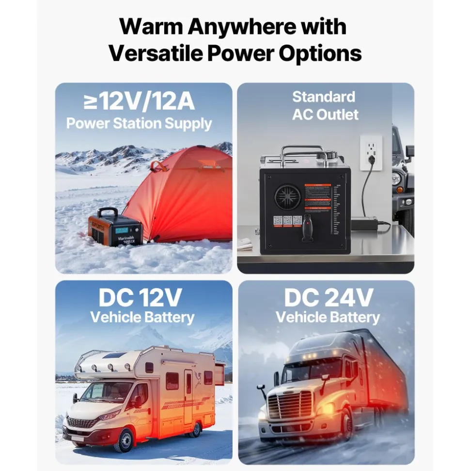 VEVOR Diesel Heater, 8KW, DC 12V/24V, All in One Portable Diesel Air Heater with Bluetooth APP Control, Remote Control and LCD Screen, 1.9 Gal Fuel Tank for Trucks, Vans, RVs, Campers, and Garages