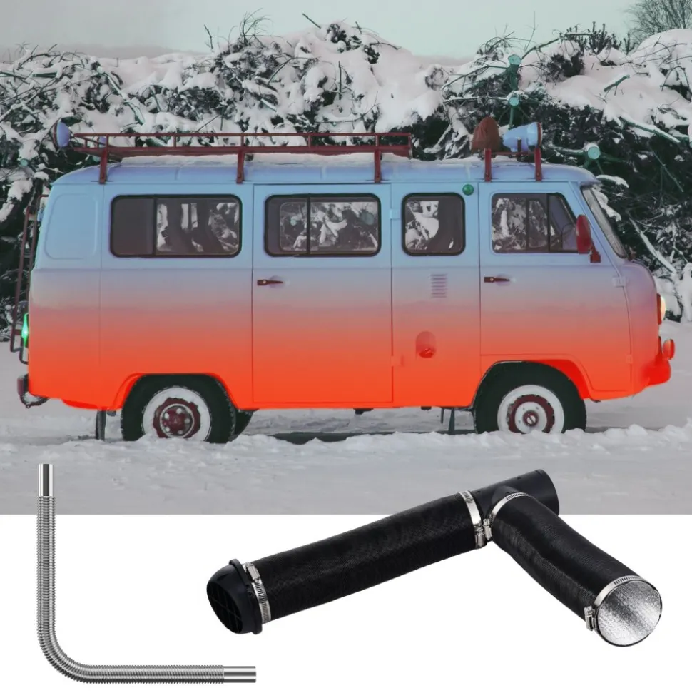VEVOR Diesel Heater Pipe Ducting Set, 3" Extendable Air Duct Hose, 1" Stainless Steel Exhaust Pipe, 2 Air Vents, Tee Air Outlet Connector and Hose Clamps, for 5KW/8KW Diesel Parking Heaters