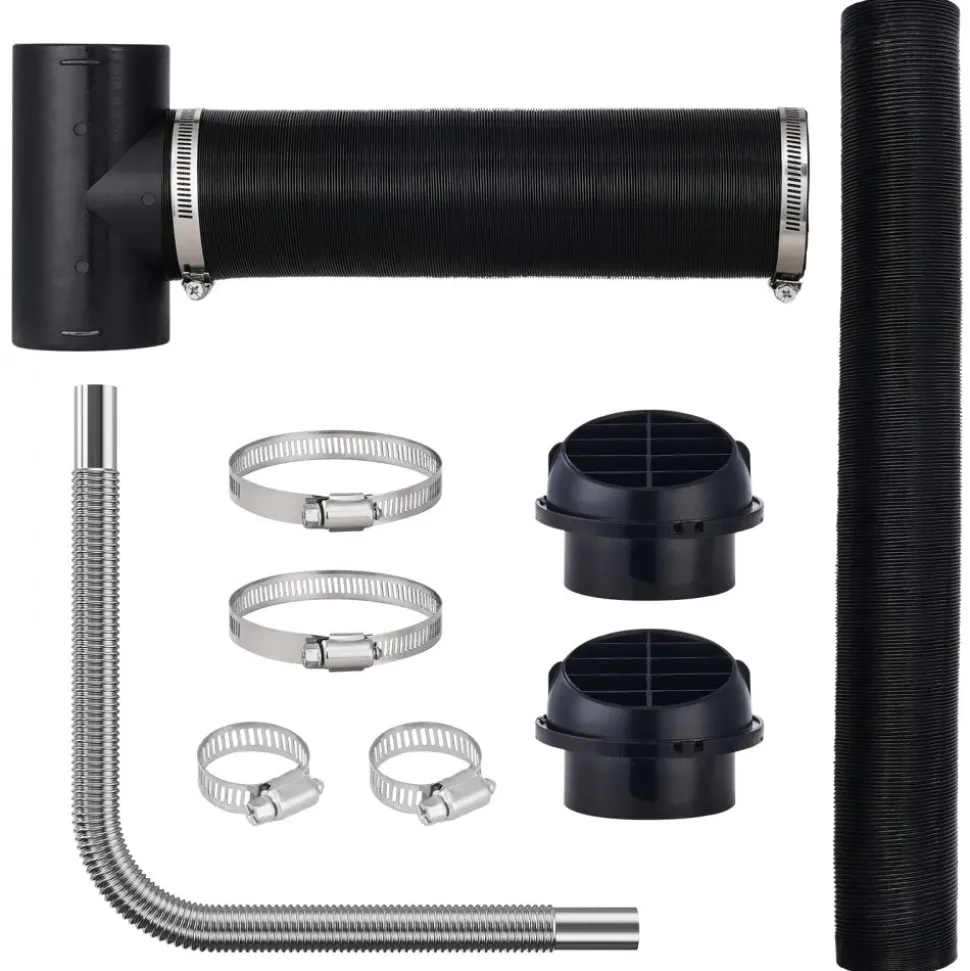 VEVOR Diesel Heater Pipe Ducting Set, 3" Extendable Air Duct Hose, 1" Stainless Steel Exhaust Pipe, 2 Air Vents, Tee Air Outlet Connector and Hose Clamps, for 5KW/8KW Diesel Parking Heaters
