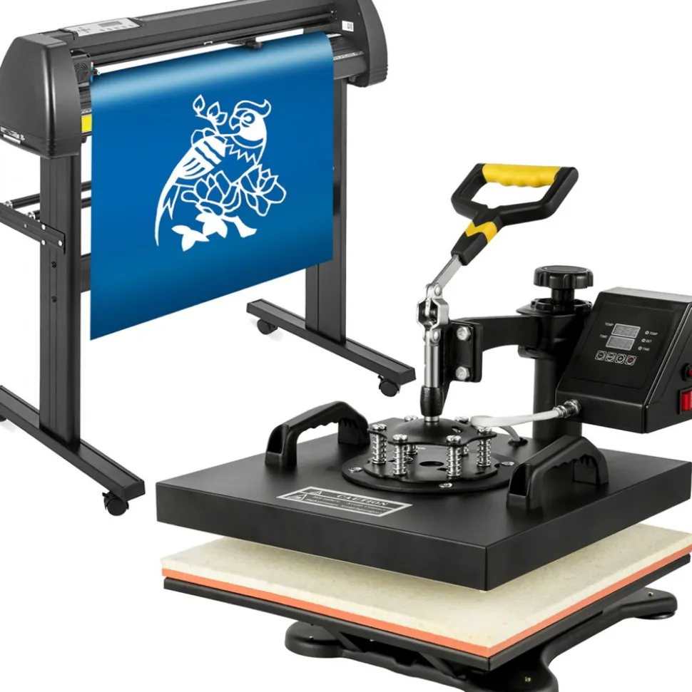 VEVOR Digital Clamshell 15" X 15" (38 X 38cm) Heat Transfer Press + 28 Inch Vinyl Cutter Machine Kit Software