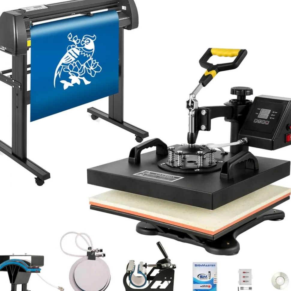 VEVOR Digital Clamshell 15" X 15" (38 X 38cm) Heat Transfer Press + 28 Inch Vinyl Cutter Machine Kit Software