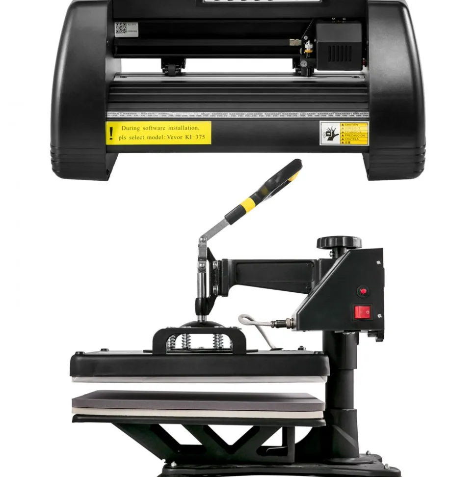 VEVOR Digital Clamshell 15" X 15" (38 X 38cm) Heat Transfer Press + 14 Inch Vinyl Cutter Machine Kit Software