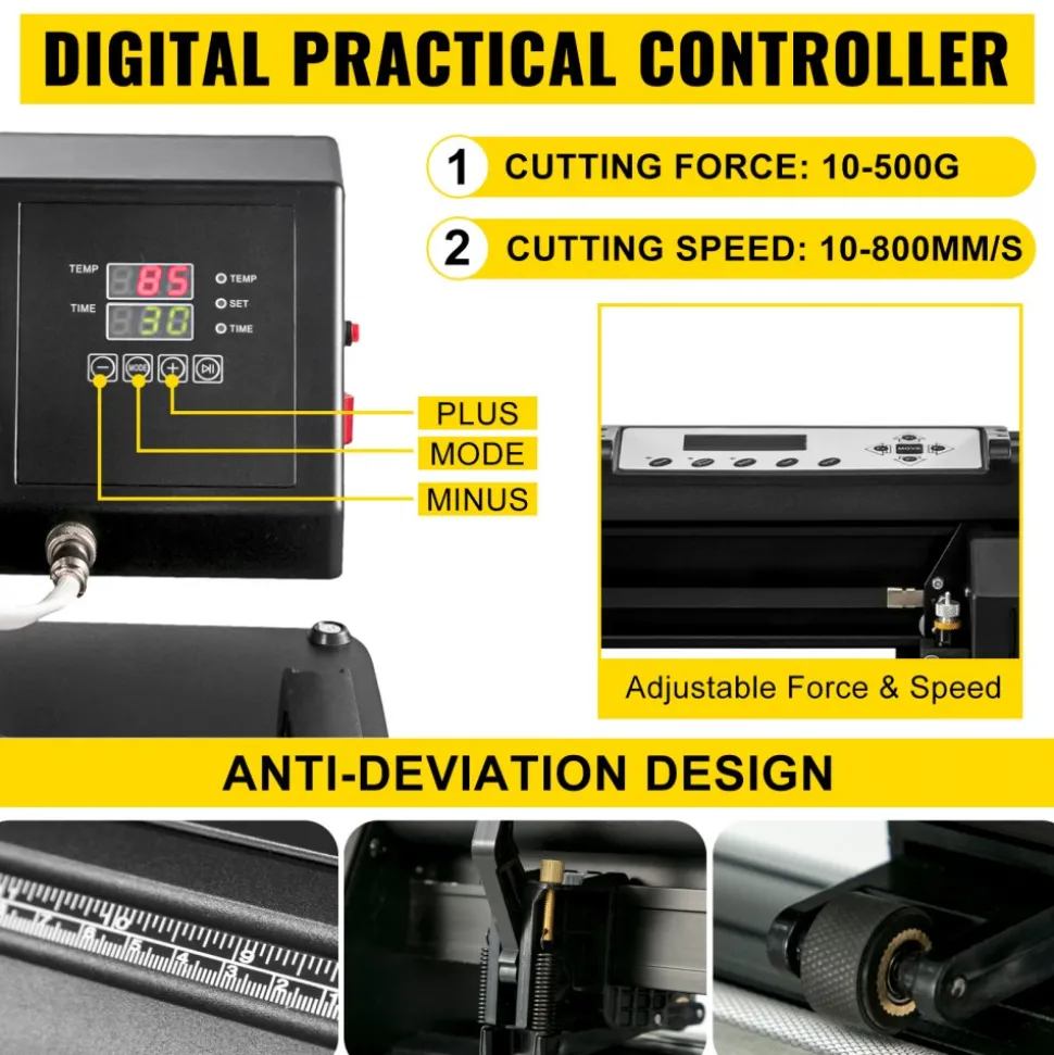 VEVOR Digital Clamshell 15" X 15" (38 X 38cm) Heat Transfer Press + 14 Inch Vinyl Cutter Machine Kit Software