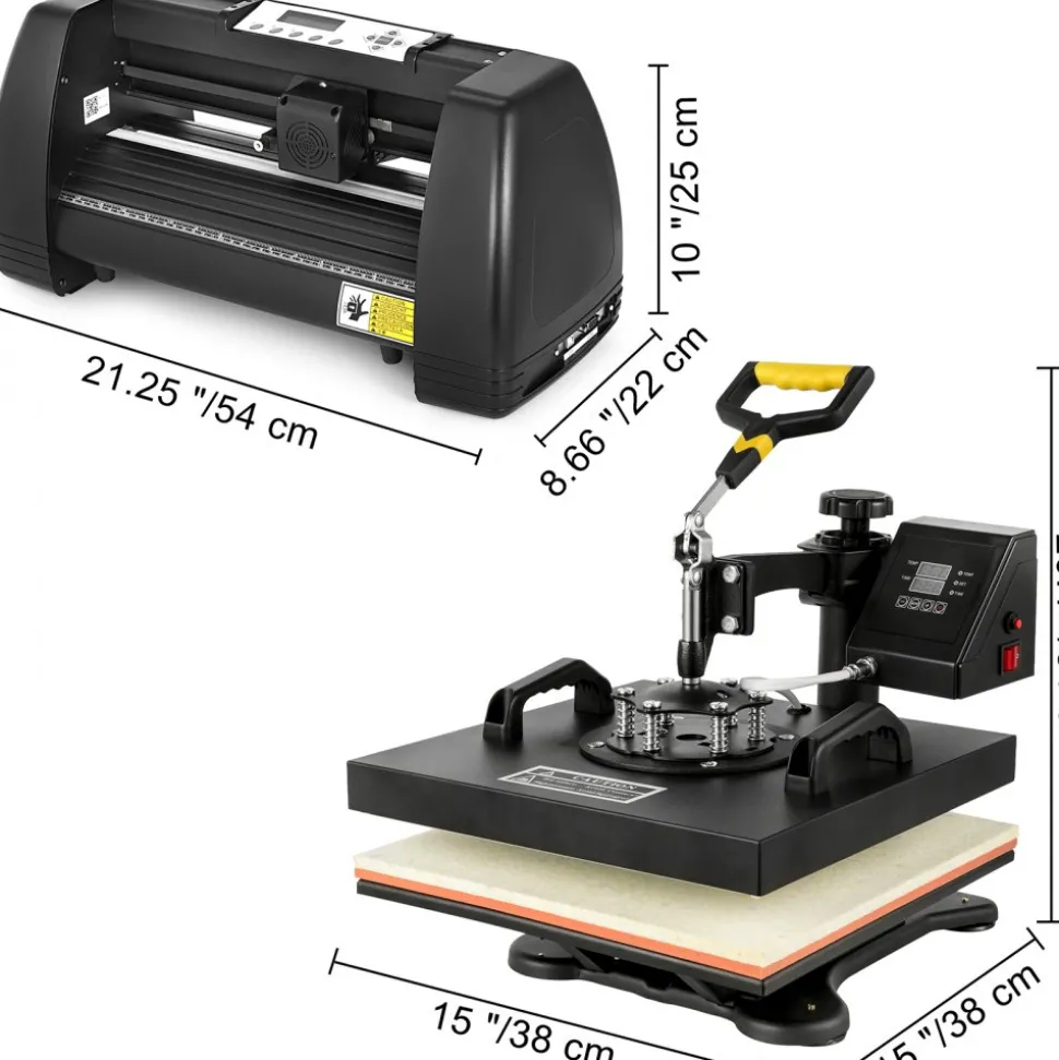 VEVOR Digital Clamshell 15" X 15" (38 X 38cm) Heat Transfer Press + 14 Inch Vinyl Cutter Machine Kit Software