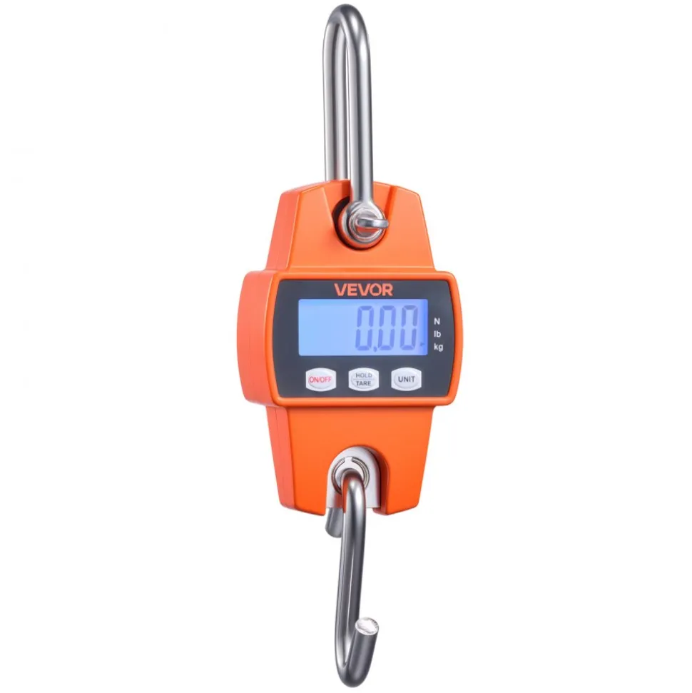 VEVOR Digital Crane Scale, 660 lbs/300 kg Max Capacity, Handheld Hanging Scale with Cast Aluminum Case & LCD Display, 0.1 lbs Division & 3 Unit Switch, Portable Design for Farm Hunting Fishing, Orange