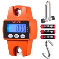 VEVOR Digital Crane Scale, 660 lbs/300 kg Max Capacity, Handheld Hanging Scale with Cast Aluminum Case & LCD Display, 0.1 lbs Division & 3 Unit Switch, Portable Design for Farm Hunting Fishing, Orange