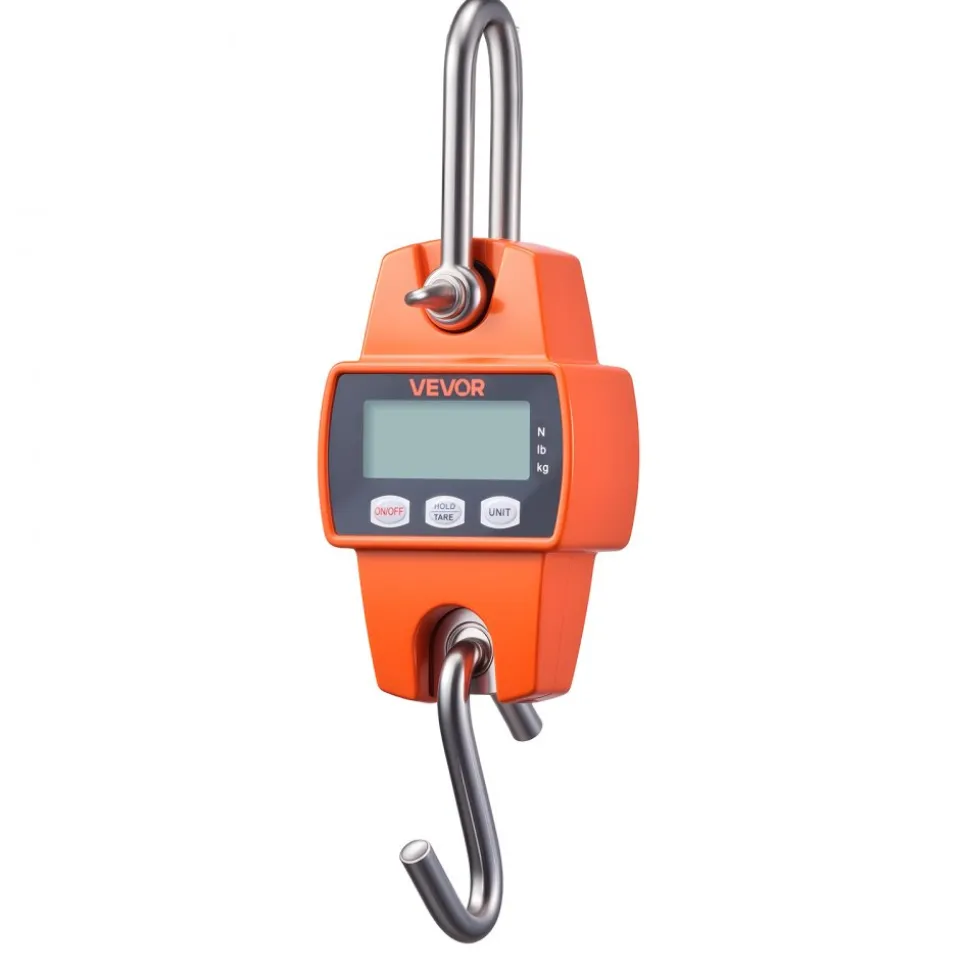 VEVOR Digital Crane Scale, 660 lbs/300 kg Max Capacity, Handheld Hanging Scale with Cast Aluminum Case & LCD Display, 0.1 lbs Division & 3 Unit Switch, Portable Design for Farm Hunting Fishing, Orange