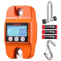 VEVOR Digital Crane Scale, 880 lbs/400 kg Max Capacity, Handheld Hanging Scale with Cast Aluminum Case & LCD Display, 0.2 lbs Division & 3 Unit Switch, Auto-Off Setting for Farm Hunting Fishing, Orange
