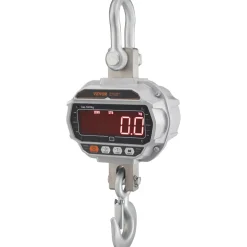 VEVOR Digital Crane Scale, 11000 lbs/5000 kg, Industrial Heavy Duty Hanging Scale with Remote Control, Cast Aluminum Case & LED Screen, High Precision for Construction, Factory, Farm, Hunting (Silver)