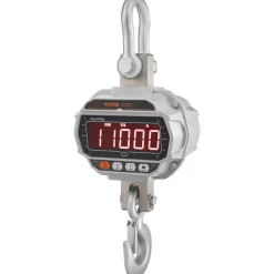 VEVOR Digital Crane Scale, 11000 lbs/5000 kg, Industrial Heavy Duty Hanging Scale with Remote Control, Cast Aluminum Case & LED Screen, High Precision for Construction, Factory, Farm, Hunting (Silver)