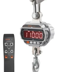 VEVOR Digital Crane Scale, 11000 lbs/5000 kg, Industrial Heavy Duty Hanging Scale with Remote Control, Cast Aluminum Case & LED Screen, High Precision for Construction, Factory, Farm, Hunting (Silver)