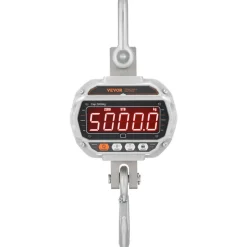 VEVOR Digital Crane Scale, 11000 lbs/5000 kg, Industrial Heavy Duty Hanging Scale with Remote Control, Cast Aluminum Case & LED Screen, High Precision for Construction, Factory, Farm, Hunting (Silver)