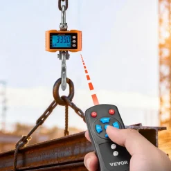 VEVOR Digital Crane Scale, 4400 lbs/2000 kg Max Capacity, Heavy Duty Industrial Hanging Scale with Cast Aluminum Case & LCD Display, 1 lbs Division & 3 Unit Switch, Remote Control for Garage Factory